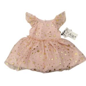 NWT HAUTELOOK Pippa & Julie Pink Gold Star Tulle Dress 12M (1443)
